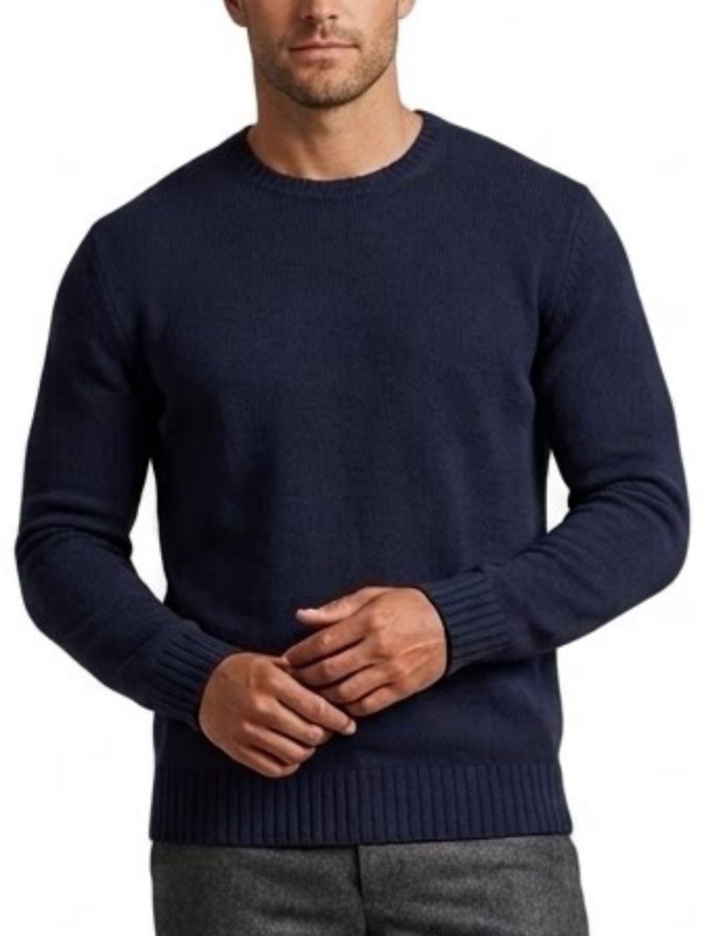 Loro Piana Navy Blue 100% Cashmere Men's Sweater Made in Italy Sz 50 Medium Flaw